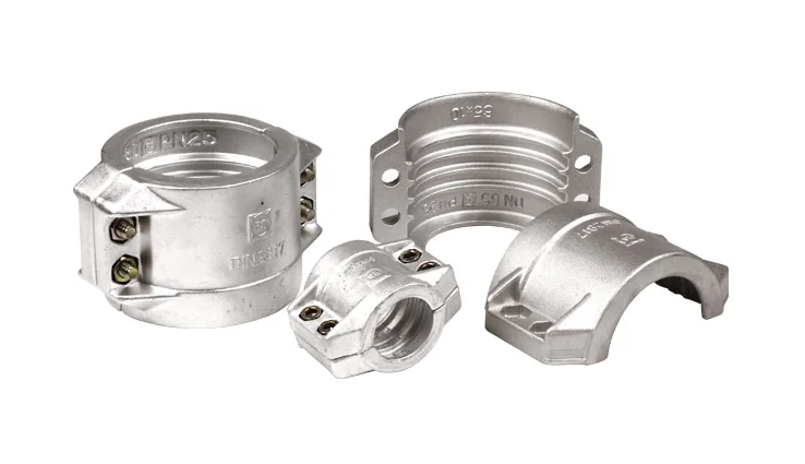 Safety clamps in aluminium, stainless steel, zinc-plated