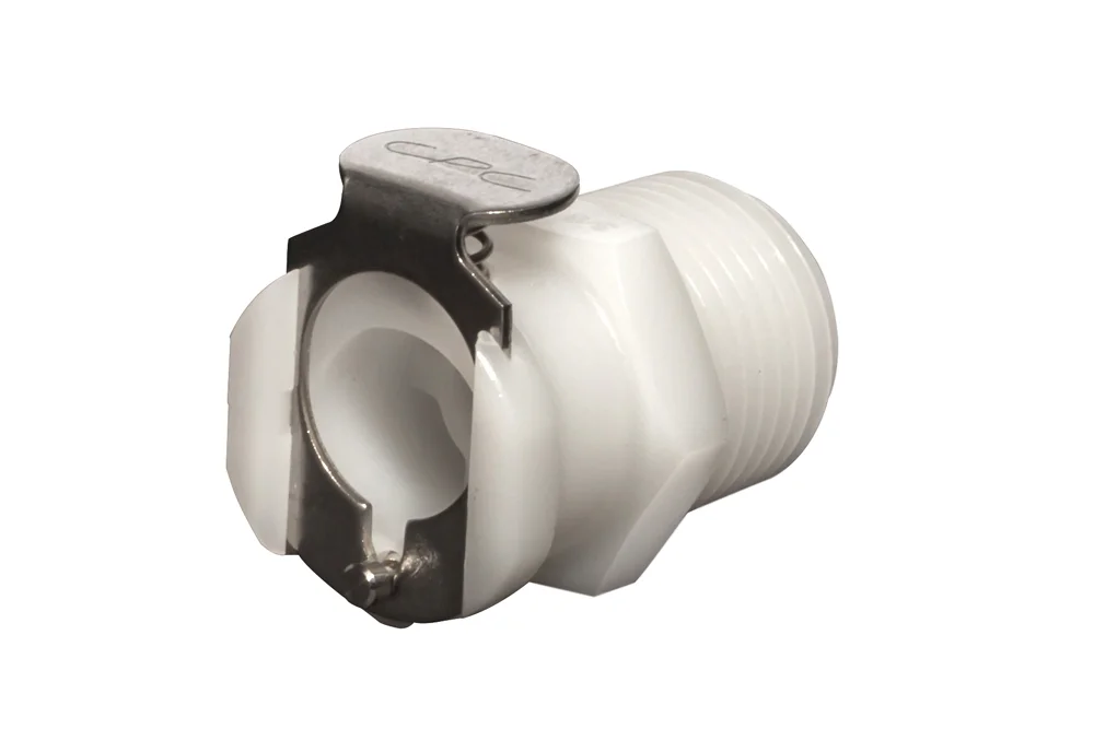 Zásuvka rýchlospojky s vonkajším závitom NPT, s ventilom, acetál, séria PLC DN 6,3