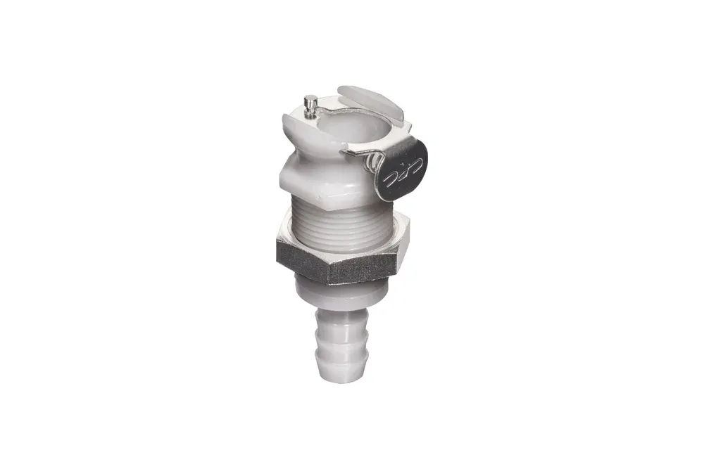 Priechodková zásuvka rýchlospojky na hadicu, s ventilom, acetal, séria PLC DN 6,3