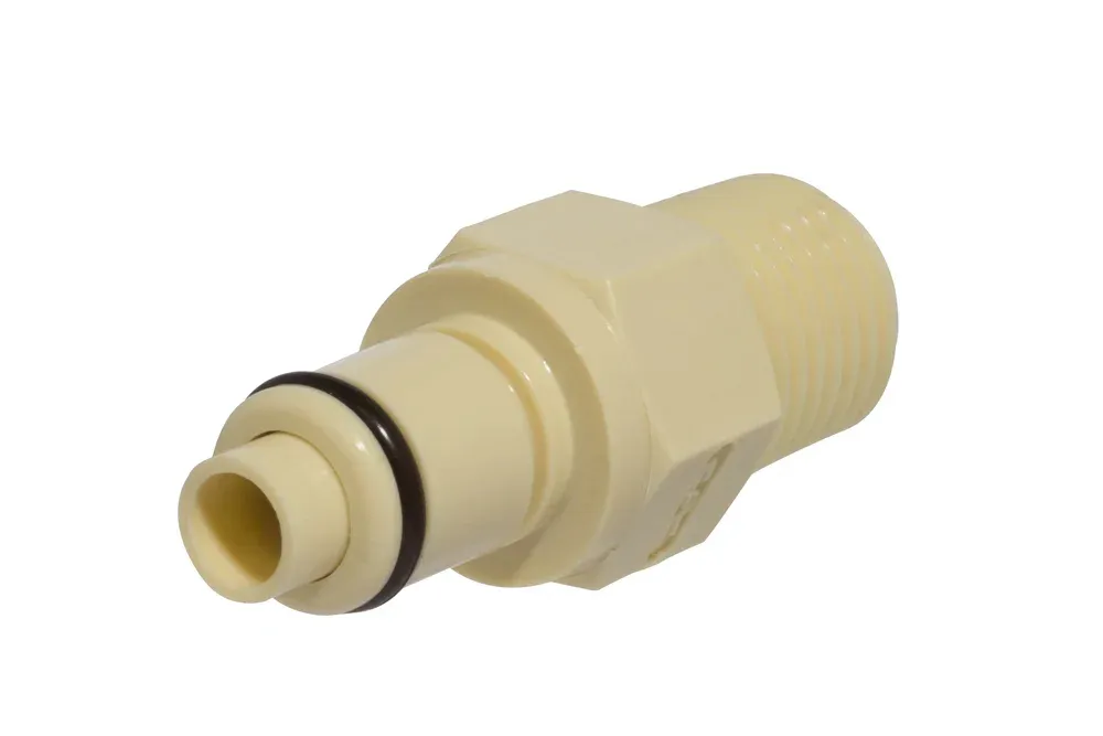 Rýchlospojka s vonkajším závitom NPT, s ventilom, polypropylén, séria PLC DN 6,3