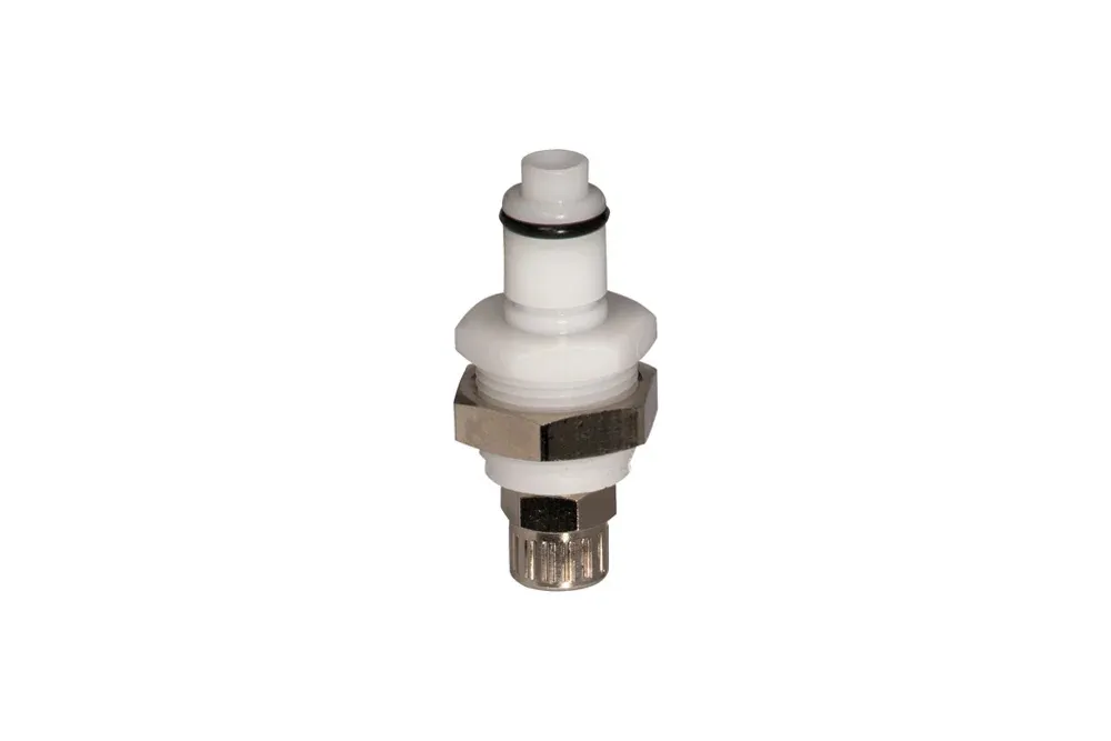 Priechodková zástrčka rýchlospojky s maticou na hadicu, s ventilom, acetal, séria PLC DN 6,3