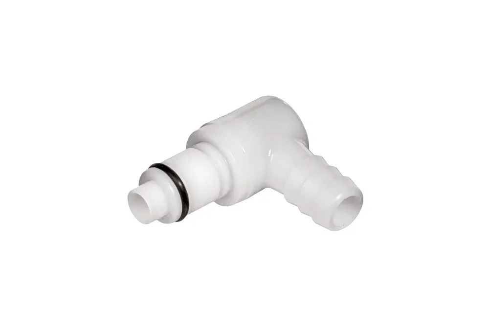 90° konektor rýchlospojky na hadicu, s ventilom, acetal, séria PLC DN 6,3