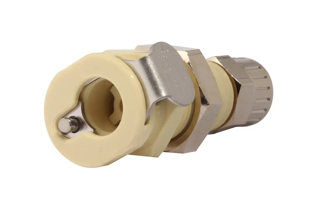 Priechodkové hniezdo rýchlospojky pre hadicu s maticou a ventilom, polypropylén, séria PMC DN 3,2