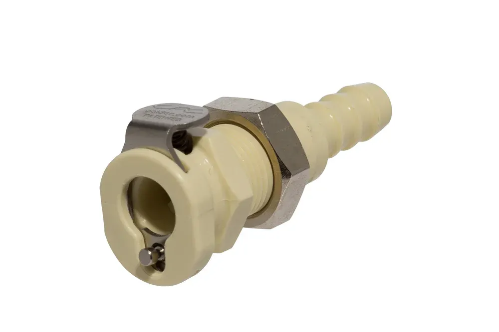 Priechodka rýchlospojky pre hadicu, s ventilom, polypropylén, séria PMC DN 3,2