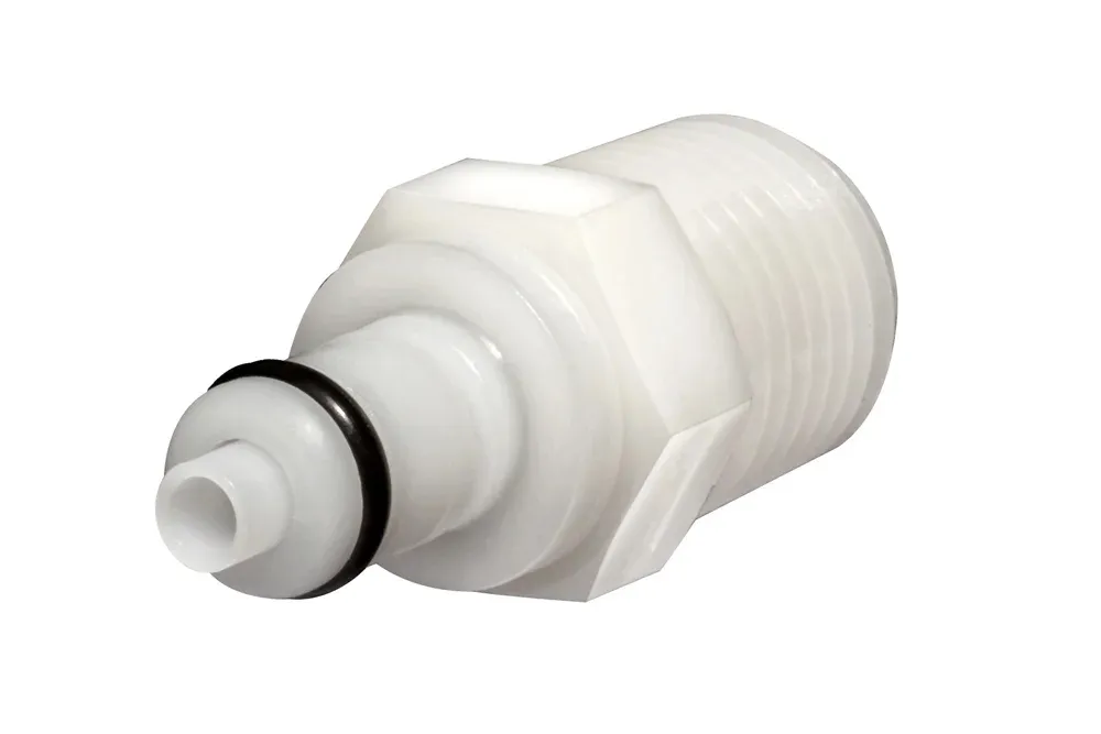 Rýchlospojka s vonkajším závitom NPT a ventilom, acetal, séria PMC DN 3,2